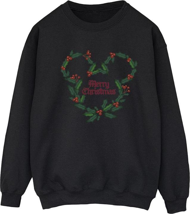 Actual product image Disney Womens/Ladies Mickey Mouse Merry Christmas Holly Sweatshirt (L)