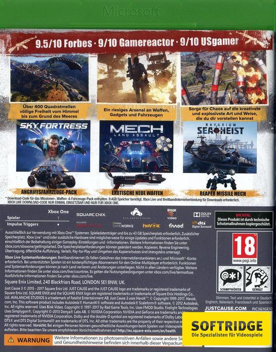 Immagine prodotto Square Enix Just Cause 3 - Edizione Oro (Xbox One X, Xbox Series X, Multilingue)