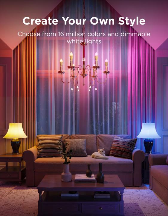 Image du produit Govee Smart Light Bulb E14, RGBWW, CRI groesser als (E14, 5 W, 450 lm, 1 x, F)