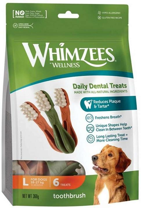 Produktbild Whimzees Toothbrush for dogs chewing L - 6 pcs. (Senior, 6 Stk., 360 g)