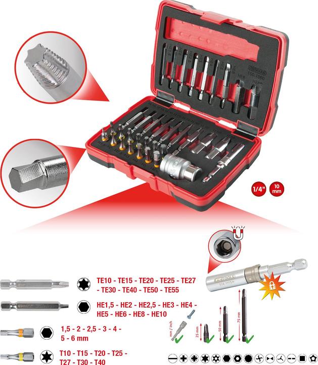Actual product image KS Tools Screw extractor set (Torx (TX), Allen screw)