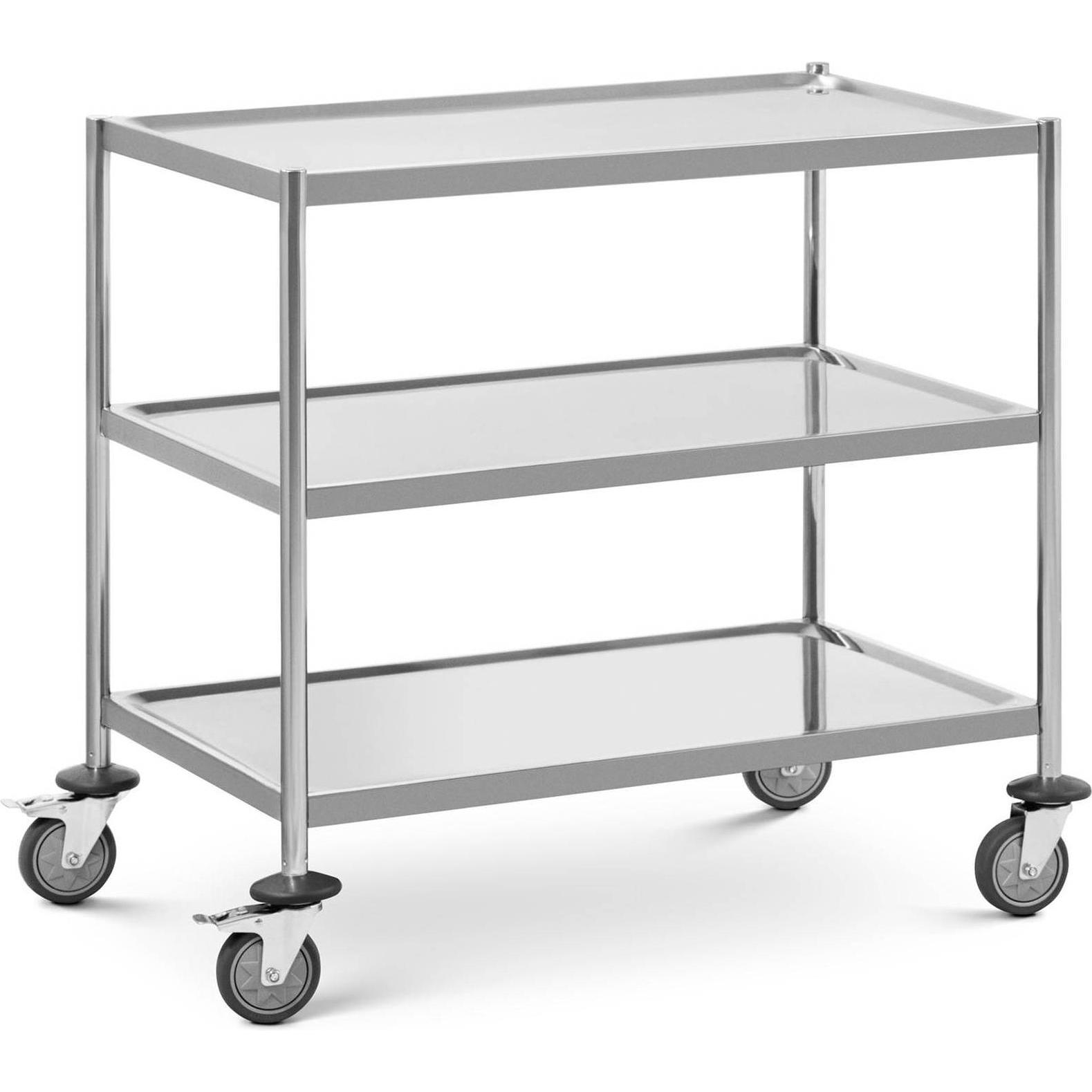 Royal Catering Servierwagen 3 Böden - Geschirrwagen Bis 60kg | Kunststoff Aluminium