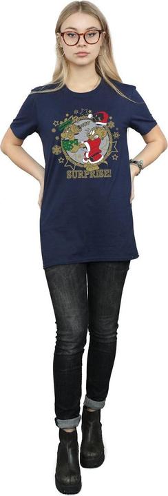 Actual product image Tom & Jerry Womens/Ladies Christmas Surprise Cotton Boyfriend T-Shirt (XL)