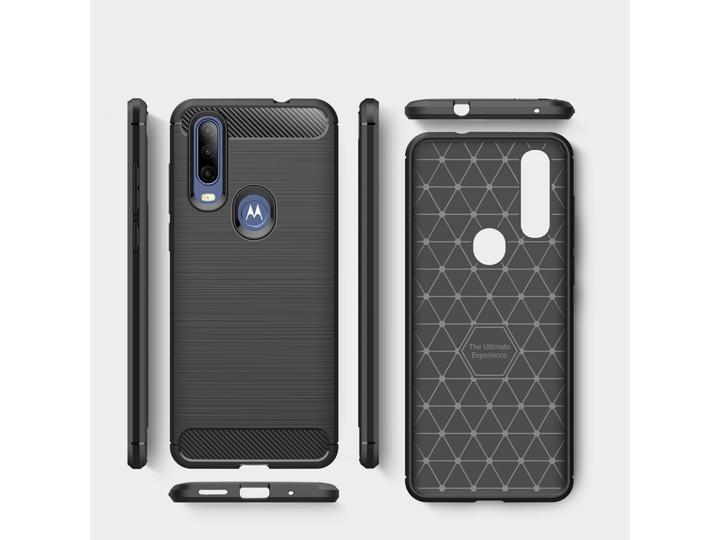 Actual product image Screenguard Motorola One Action Case Carbon Brushed Soft TPU (Motorola One Action)