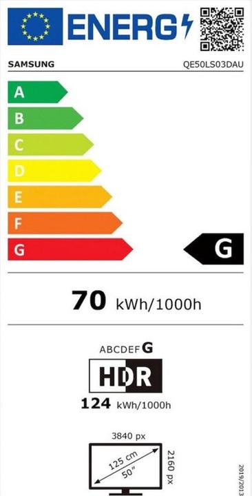 Energie-Label Samsung The Frame QE50LS03D (EU) (50", LS03D, QLED, 4K, 2024)