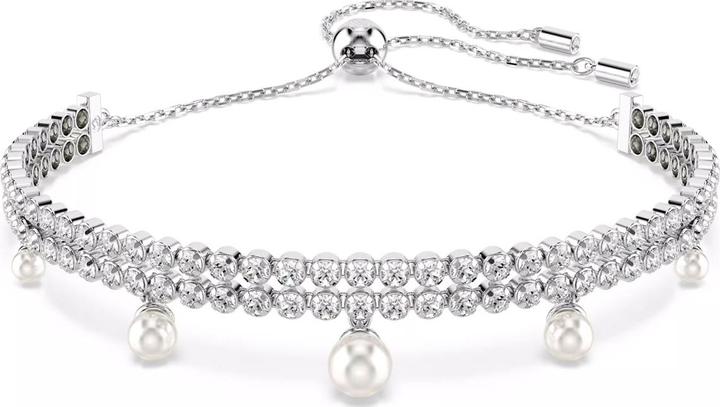 Produktbild Swarovski x Ariana Grande Armband Kristallperle Rundschliff Weiss Rhodiniert (24 cm, Swarovski Metall)