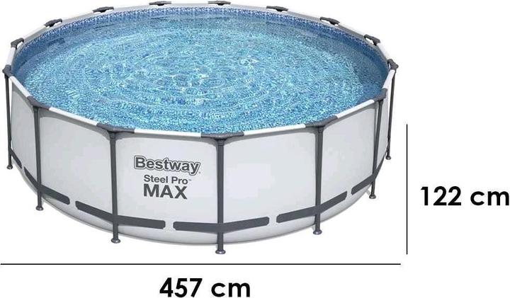 Bestway Steel Pro MAX Frame Pool KomplettSet mit Filterpumpe Ø 457 x 122 cmRund (Ø 457 x 122 cm)