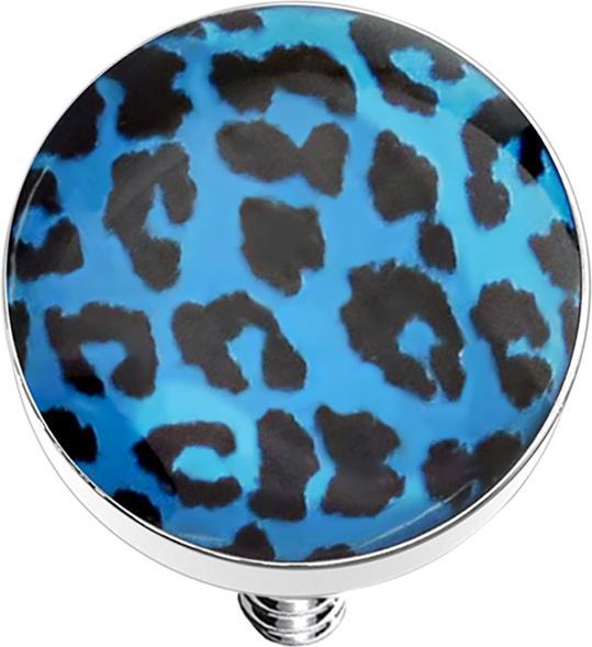 Actual product image Star Piercing Dermal anchor disc with leopard pattern blue (Surgical steel 316L, without brass)
