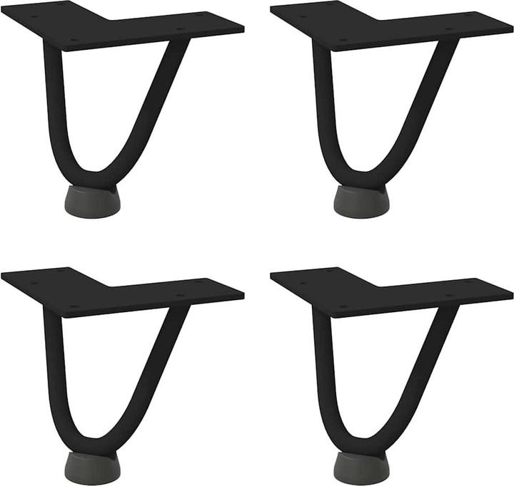 Image du produit VidaXL Pieds en épingle à cheveux 4 pcs Noir 10 cm Pied de table en acier massif Hairpin