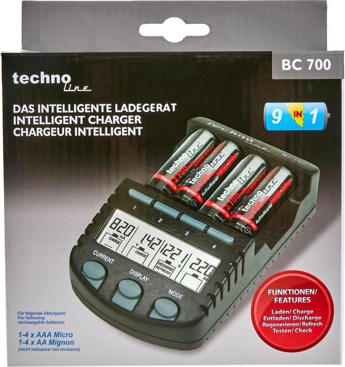 Technoline BC 700 (1 Stk., AAA, AA, 3000 mAh, Ladegerät ohne Akku)