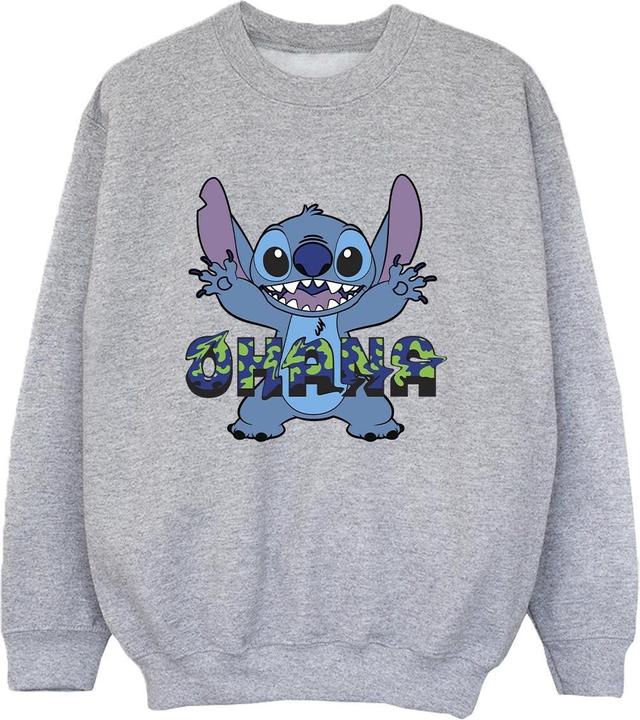 Disney Lilo And Stitch Ohana Blue Glitch Sweatshirt Jungen