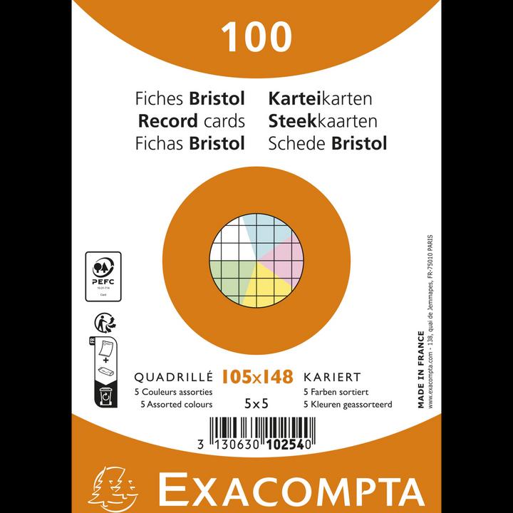 Actual product image Exacompta Cartes-fiches quadrillées (105 x 148 mm, 205 g/m², 100 x)