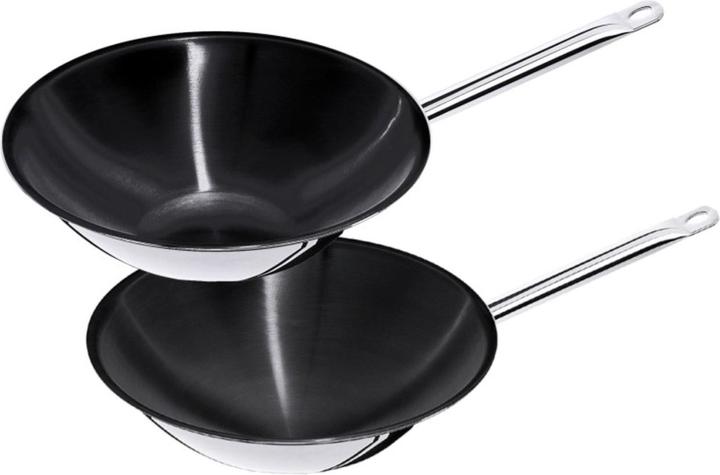 Contacto Wok in acciaio inox multistrato, base appiattita, antiaderente (36 cm, Wok, Alluminio)