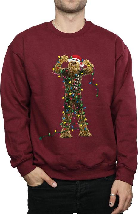 Actual product image Star Wars Mens Chewbacca Christmas Lights Sweatshirt (XXL)
