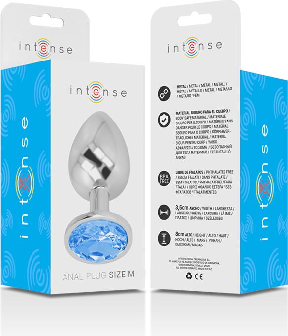 Actual product image Intense Anal Plug Metal Blue Size M