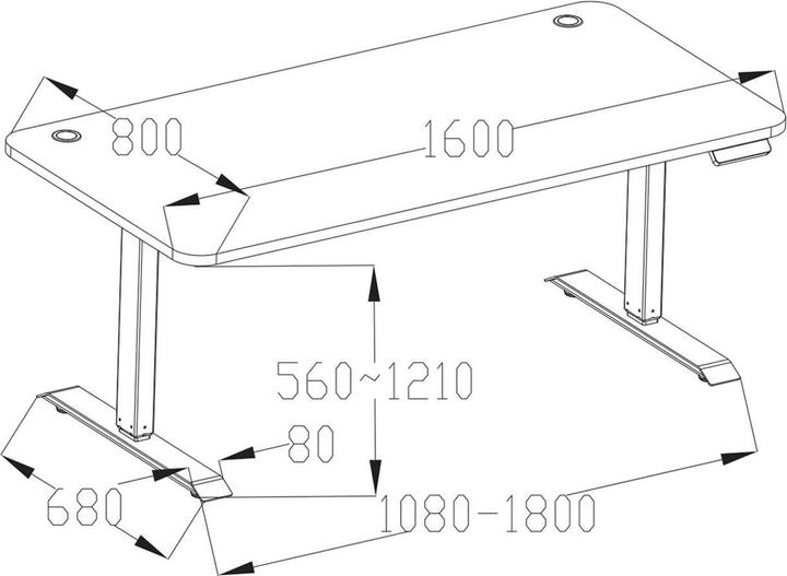 Actual product image Swisshandel24 Desk, computer table, electrically height-adjustable 160x80cm 53kg brown structure, white (160 x 80 x 121 cm)