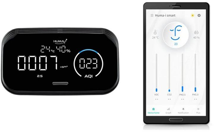Actual product image Humatech Air Quality Monitor Huma-i HI-300 Black