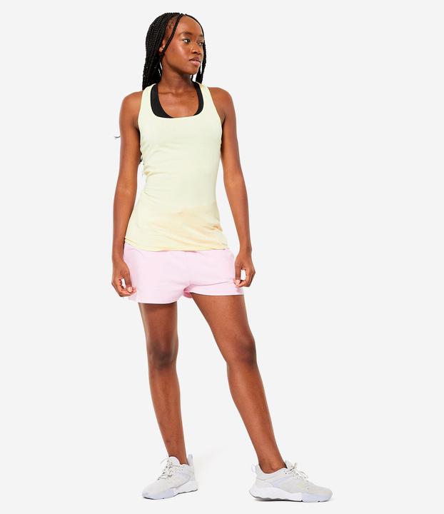 Actual product image Domyos Women's cotton shorts with pocket - 520 light pink (3XL)