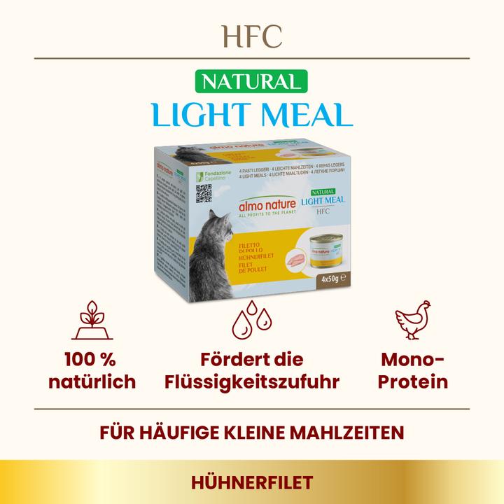 Immagine prodotto Almo Nature HFC Light Meal Natural, cibo umido con pollo per gatti (4x50g) (Adulto, 4 pz., 200 g)