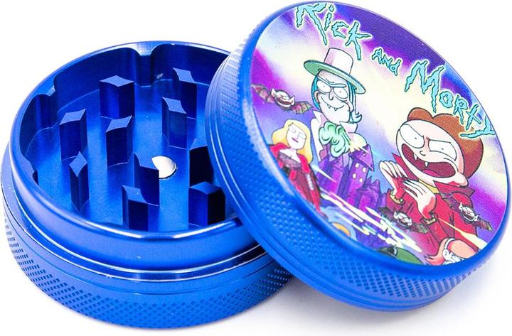 Actual product image BestV Rick and Morty Aluminium Grinder Blue 2 Parts 50mm