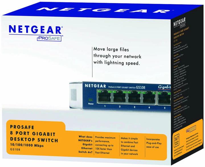 Actual product image Netgear Gs108ge (8 Ports)