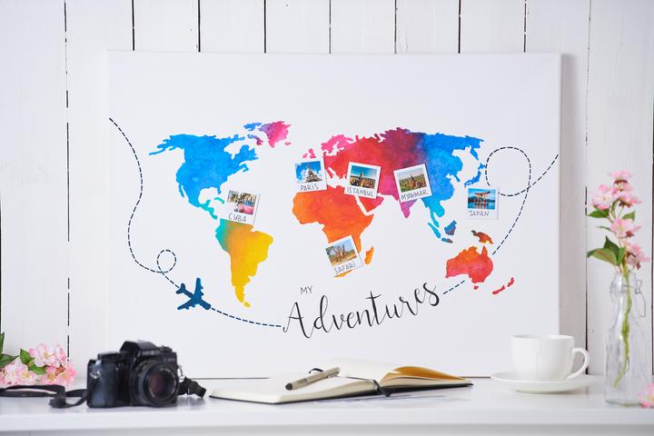 Immagine prodotto VBS Stencil "Mappa del mondo, viaggiamo", A3