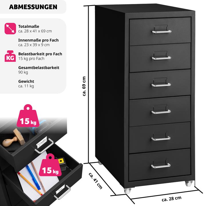 Produktbild tectake Rollcontainer (41 x 28 x 69 cm)
