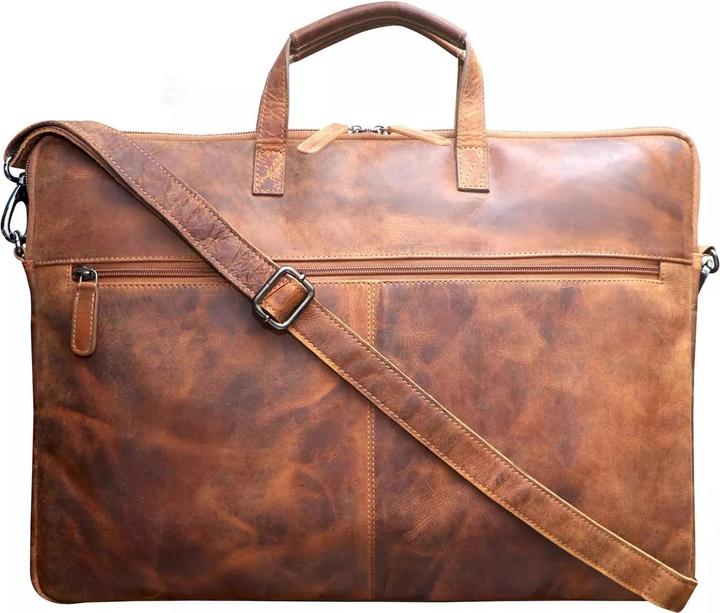 Produktbild Greenwood Laptoptasche Business-/Schultasche 17 Zoll Echtleder Fred Camel No.3 (17")