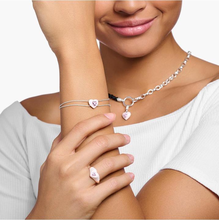 Produktbild Thomas Sabo Armband Herz mit pinkem Stein silber (19 cm, 925er Silber, Emaille)