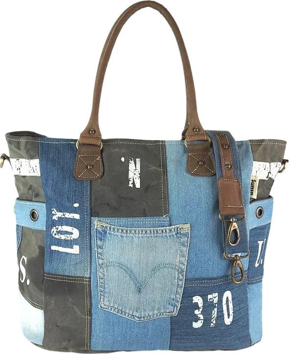 Sunsa Schultertasche Handtasche Shopper No.65 Jeans & Canvas recycelt (28.80 l)