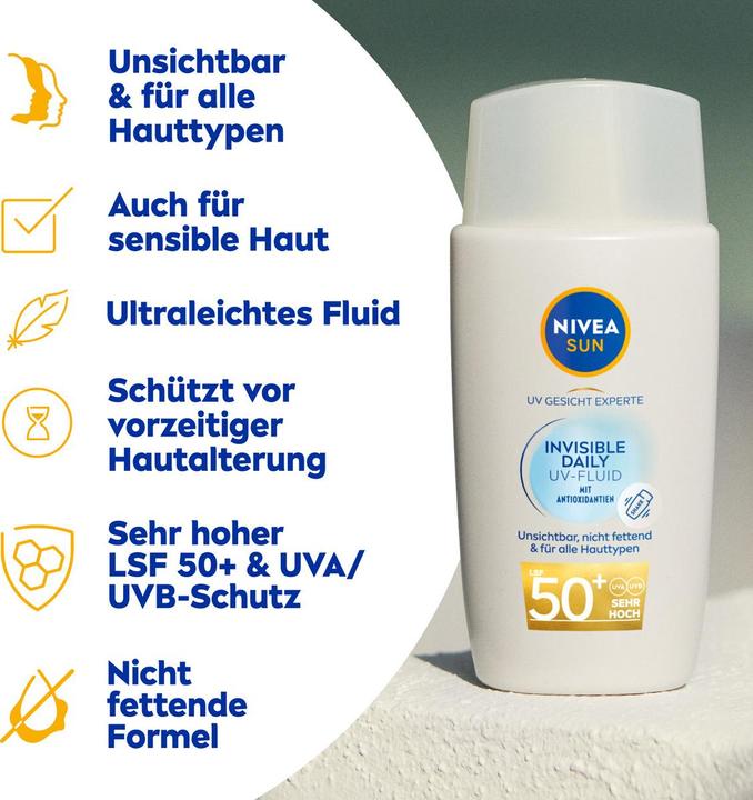 Produktbild NIVEA Sun UV Face Invisible Daily Fluid (Sonnencreme, SPF 50+, 40 ml, 70 g)