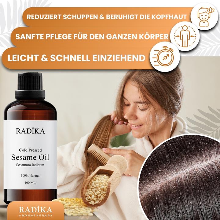 Actual product image Radika Sesame oil, cold-pressed, 100% pure, organic, natural, 100 ml (Body oil, 100 ml)