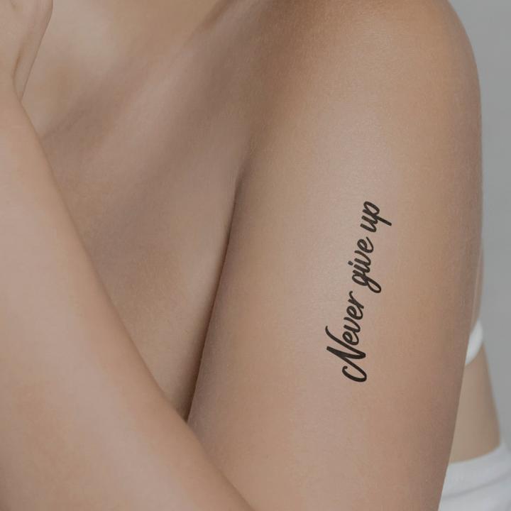 Actual product image minink Temporary tattoo - Never give up