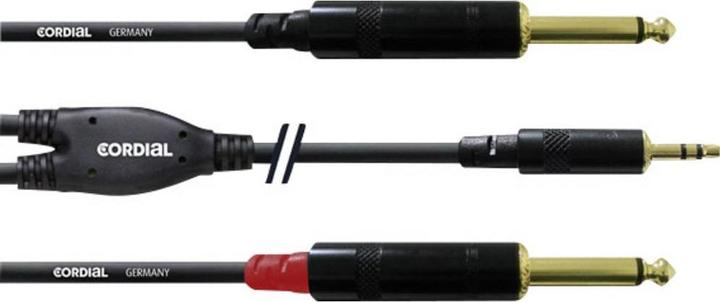 Produktbild Cordial 3.5 mm Klinkenstecker auf 2x 6.35 mm Klinkenstecker (0.90 m, 6.3mm Klinke (Jack), 3.5mm Klinke (AUX))