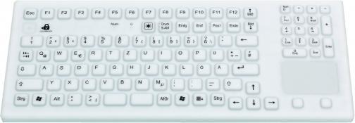 Actual product image Gett InduProof TOUCH USB (DE) silicone keyboard IP68 cleaning function disinfectable touchpad white 10... (DE, Cable)