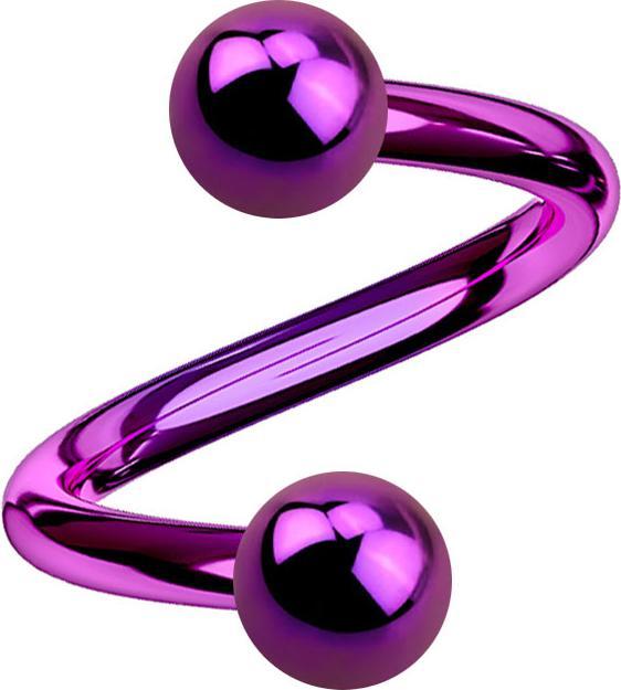 Star Piercing Micro Spirale violett mit zwei Kugeln (ohne Messing, Titan G23)