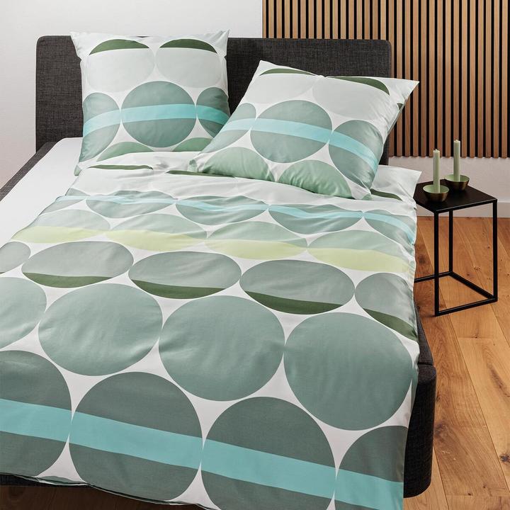 Immagine prodotto Janine Mako-Satin Bettwäsche J.D. 87104 salbeigrün (Set di biancheria da letto, 160x210 cm + 65x100 cm)