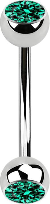 Produktbild Star Piercing Micro Banane silber mit zwei Kugeln Kristall türkis (Chirurgenstahl 316L)