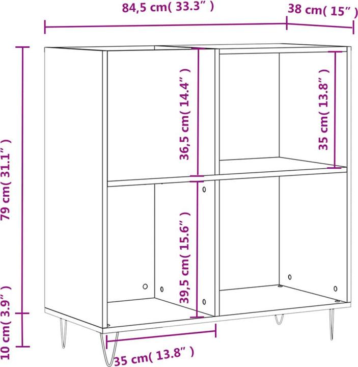 Actual product image VidaXL Plattenschrank Braun Eichen-Optik 84,5x38x89 cm