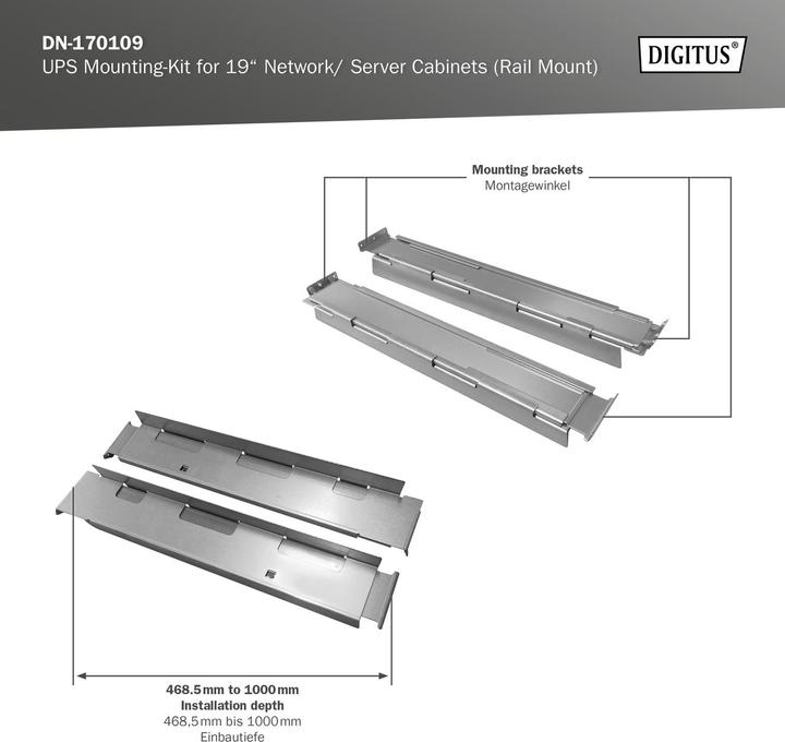 Produktbild Digitus USV-Montage-Kit für 19" Netzwerk/ Serverschränke (Profilschiene)