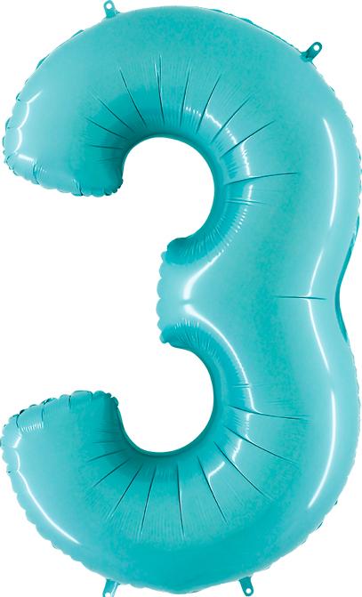 Immagine prodotto Grabo Palloncino in foil blu pastello da 100 cm, numero "3
