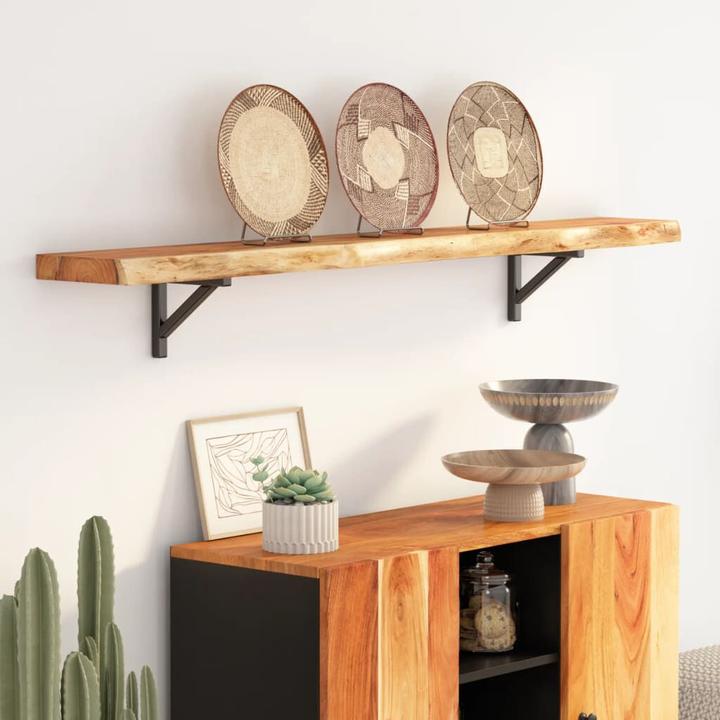 Actual product image VidaXL Wall shelf rectangular tree edge hanging shelf office shelf solid wood acacia (20 x 2.5 x 2.5 cm)