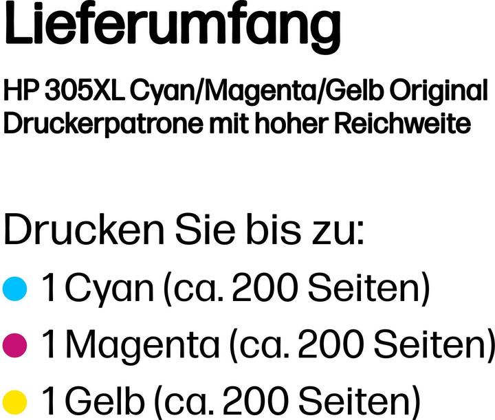 Nährwerte und Zutaten HP 305XL (M, C, Y)