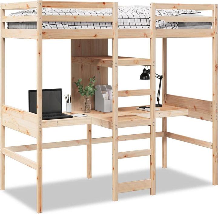 Image du produit VidaXL Lit mezzanine avec bureau & rangements (90 x 200 cm)