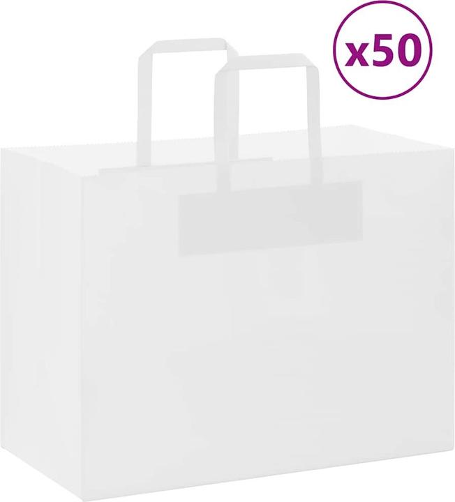 Actual product image VidaXL Kraft paper bags 50 pcs. with handle white 32x17x25 cm paper bag (Gift bag, 50 x)