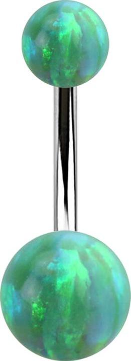 Immagine prodotto Star Piercing Argento banana con due sfere di verde opale (senza ottone, Acciaio chirurgico 316L)