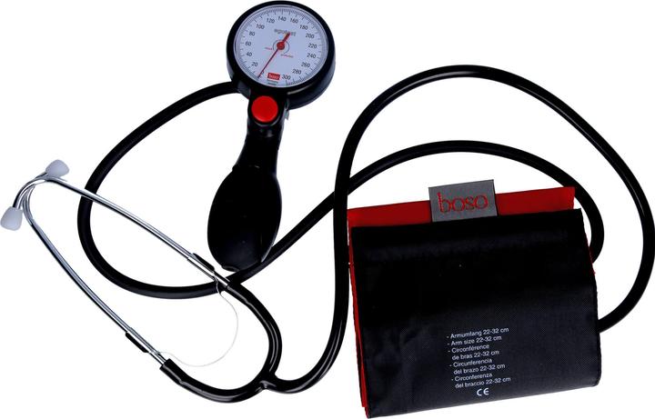 Actual product image Boso egotest aneroid blood pressure monitor with tension clamp Velcro cuff & built-in stethoscope (Blood pressure monitor upper arm)