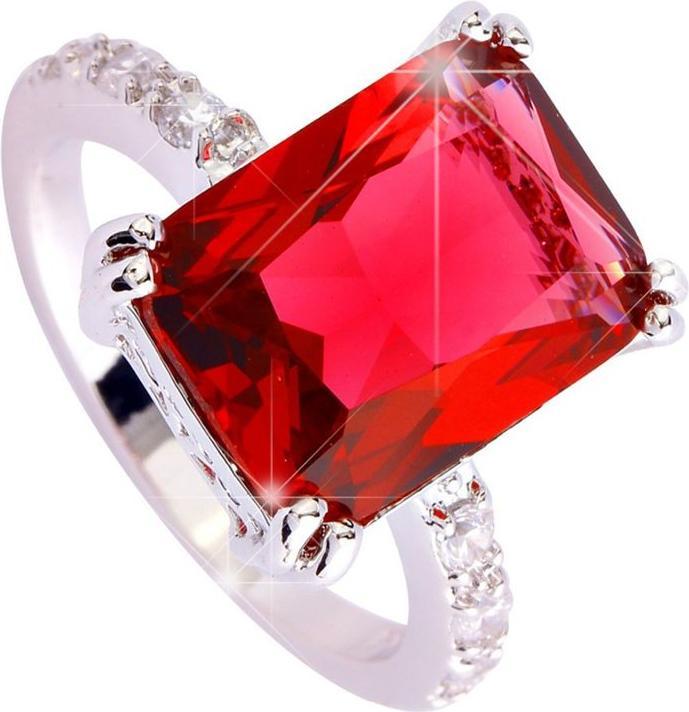 Produktbild Hermex versilberter Ring mit Ruby Spinel / Zirkonia - Gr. 58 / Size 8 (8)