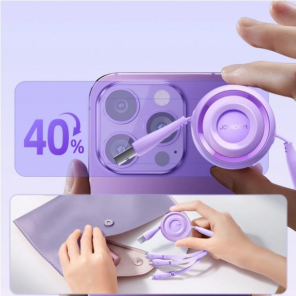Produktbild Joyroom S-A40 Colourful Series 3in1 einziehbares Kabel USB-A auf USB-C / Lightning / microUSB 1 m – (1 m)