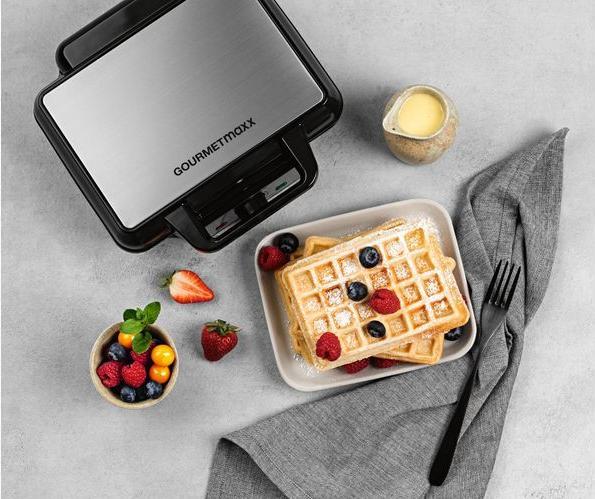 Image du produit Gourmetmaxx Waffeleisen Schwarz/Silber, Leistung: 1000 W, Anzahl pro